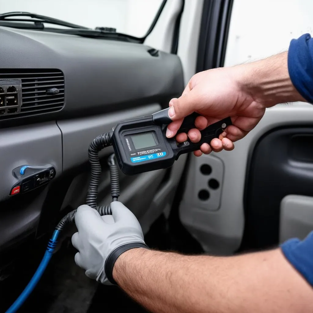 Mechanic Connecting OBD Scanner