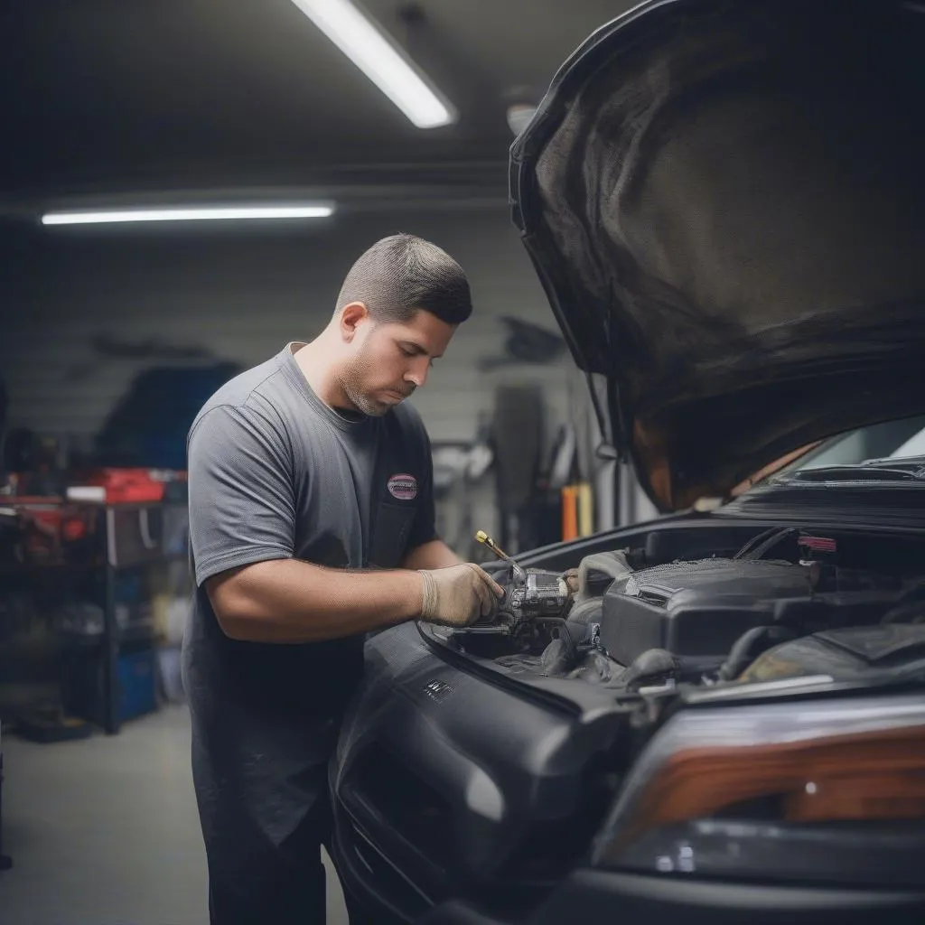 Mécanicien travaillant sur un 01 Powerstroke