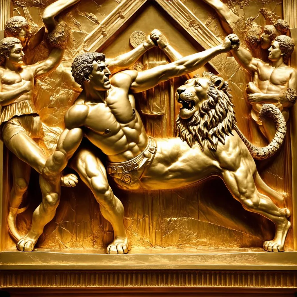 L’Autel de Klosterneuburg : Samson et le lion, un combat symbolique