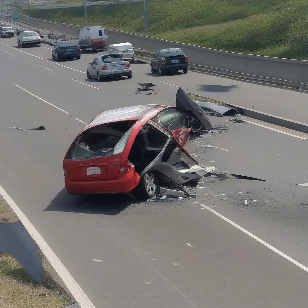 Accident de voiture sur autoroute