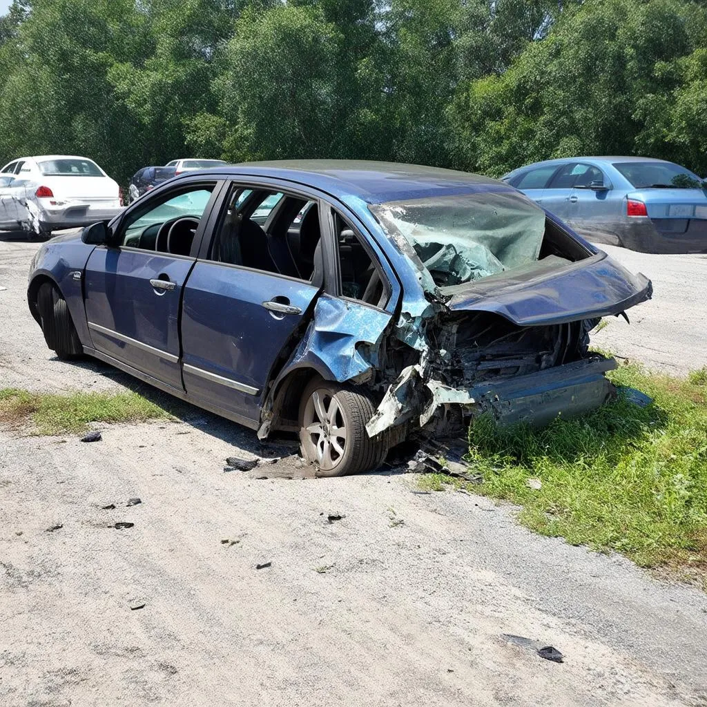 Voiture endommagée après un accident