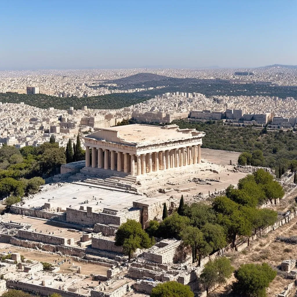 Vue aérienne de l'Acropole d'Athènes