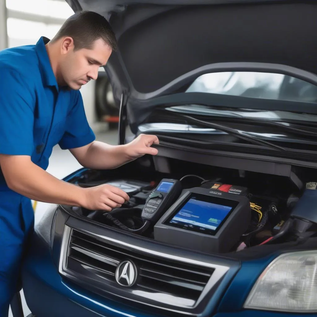 Acura Legend Mechanic Using OBD Scanner