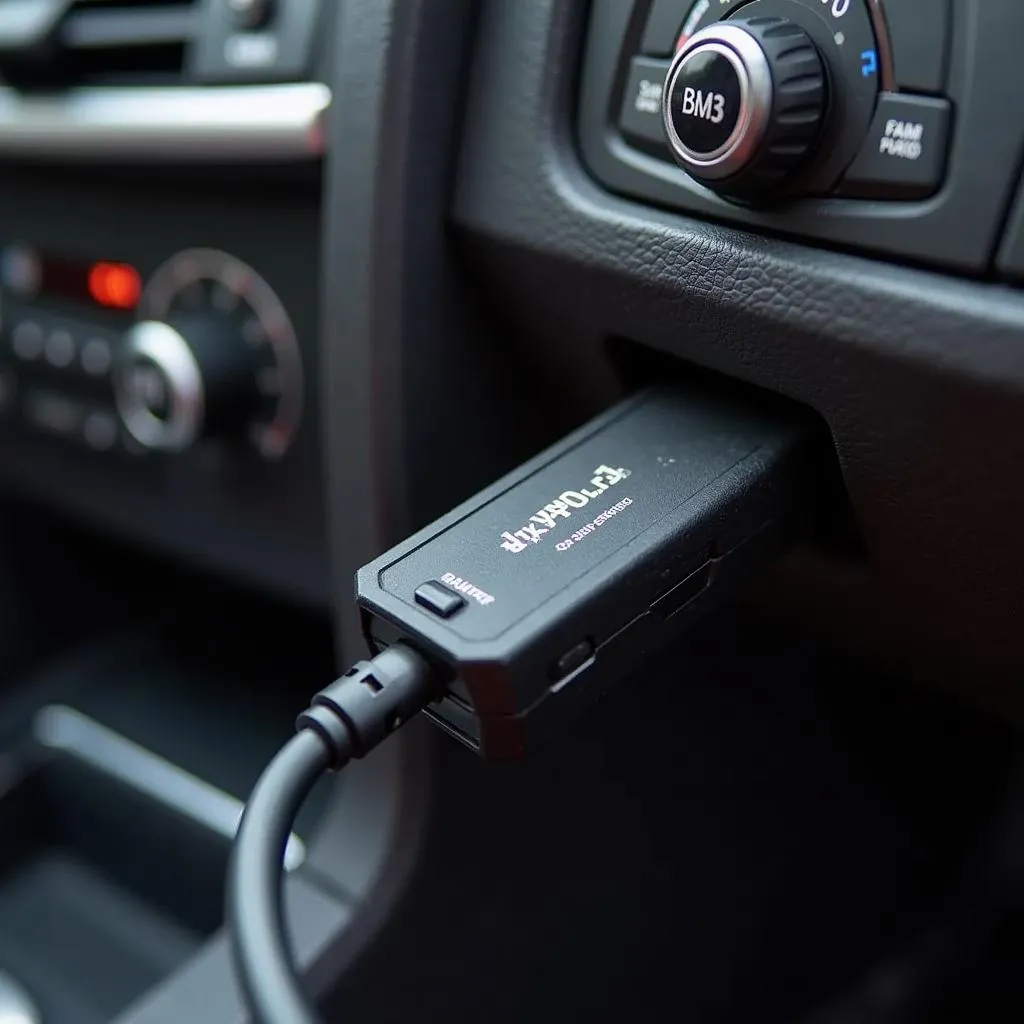 Adaptateur BM3 OBD connecté à une BMW Série 3