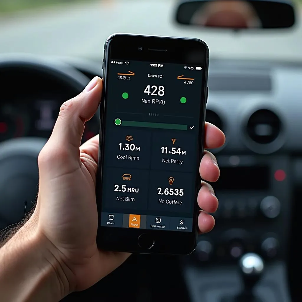 Application smartphone affichant un diagnostic automobile