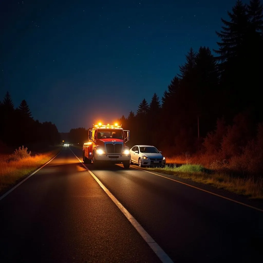 Assistance routière avec dépanneuse pour voiture en panne la nuit