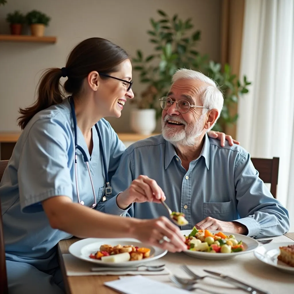 Assistant de vie patient avec une personne âgée