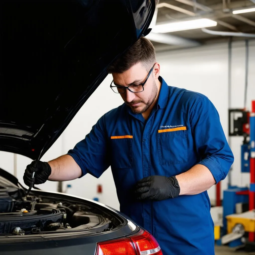 mecanicien travaillant sur une voiture