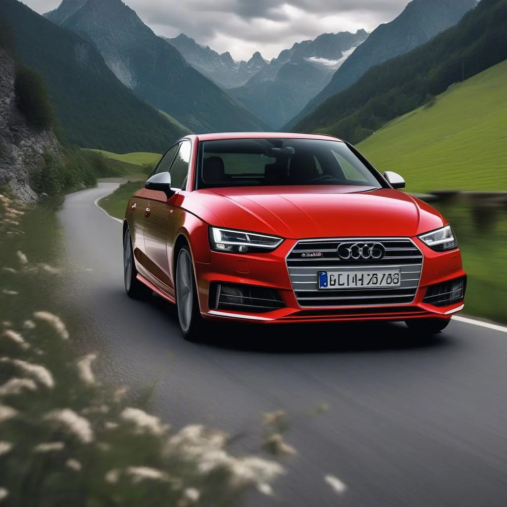 Audi S4 on winding alpine roads