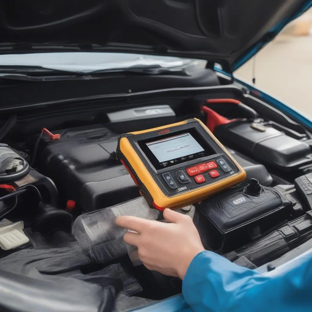 Mechanic Using Autel AA101