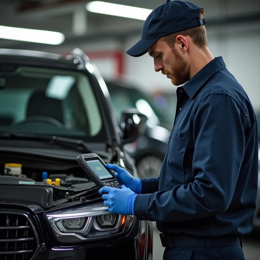 Mécanicien travaillant sur une voiture européenne