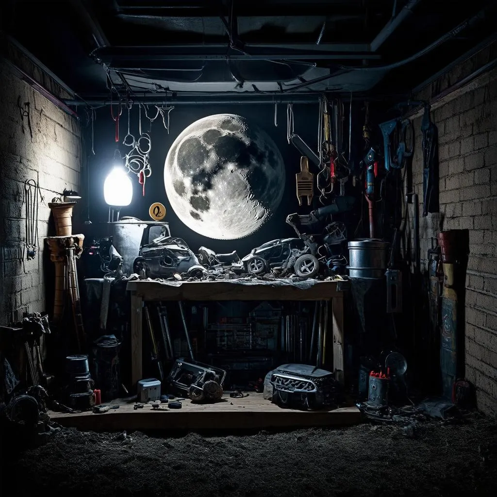 Autel de la Lune dans un garage