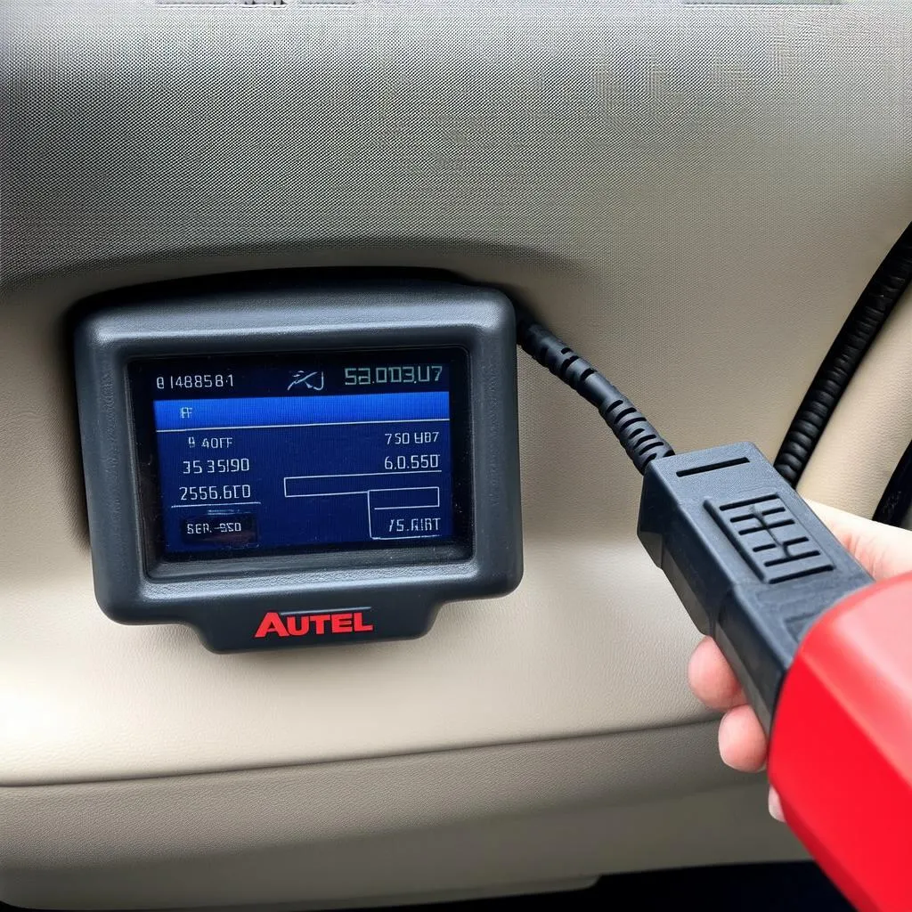 Autel Diagnostic Tool Plugged Into 1997 Ford F250