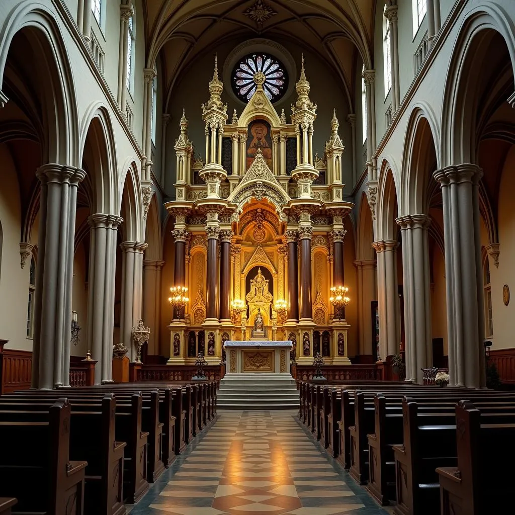 Autel majestueux dans une église gothique