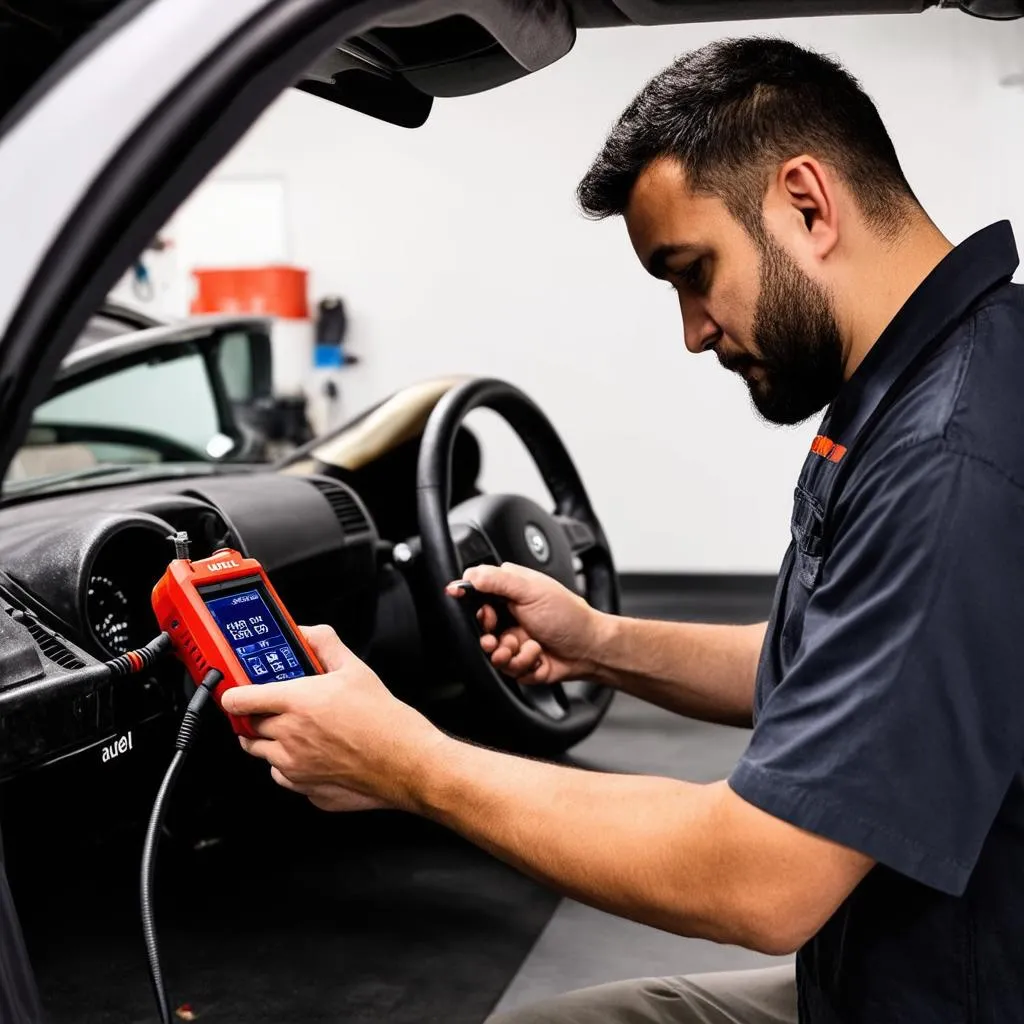 Mechanic using Autel Evo