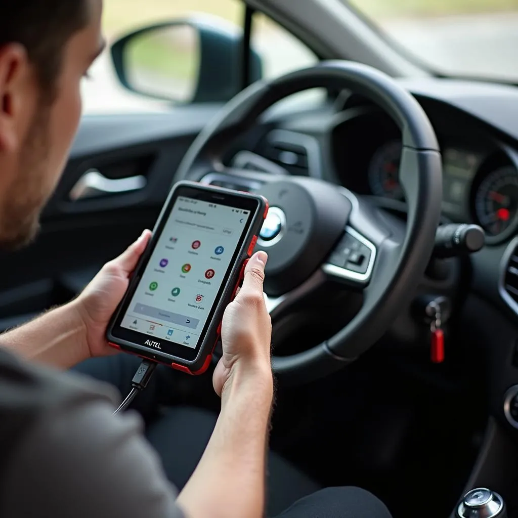 Autel Evo Nano utilisé pour diagnostiquer une voiture d'occasion avant l'achat