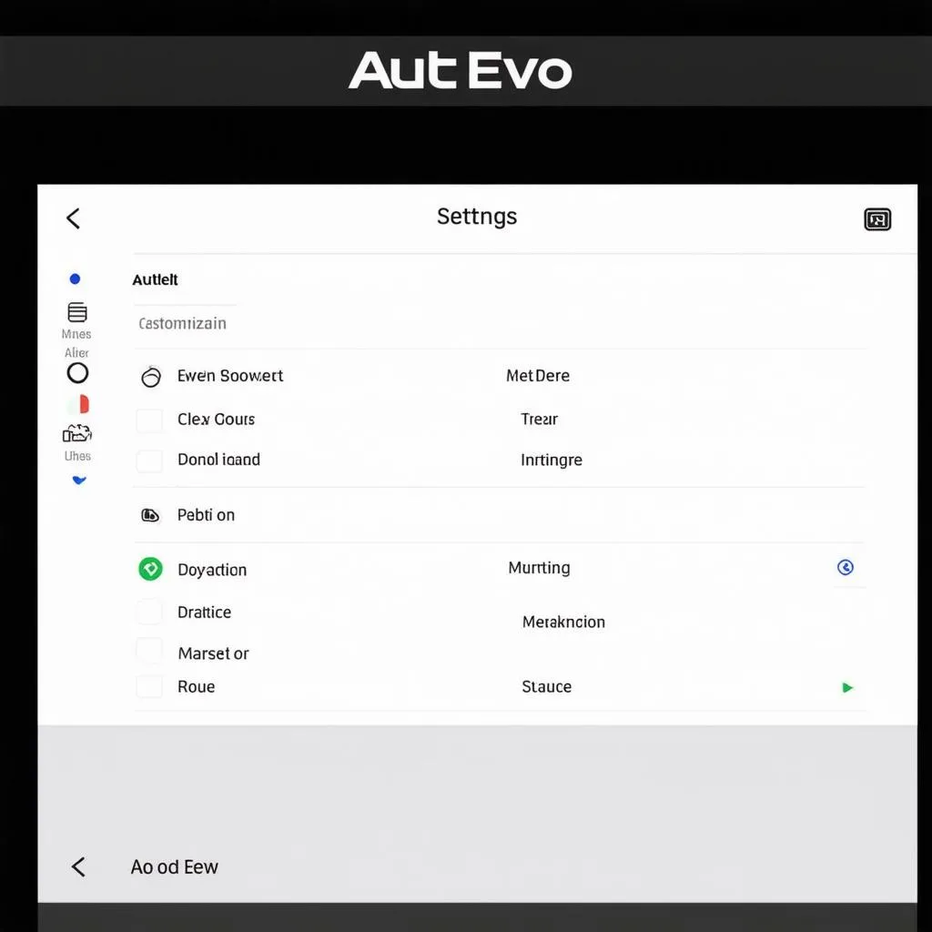 Écran de configuration Autel Evo