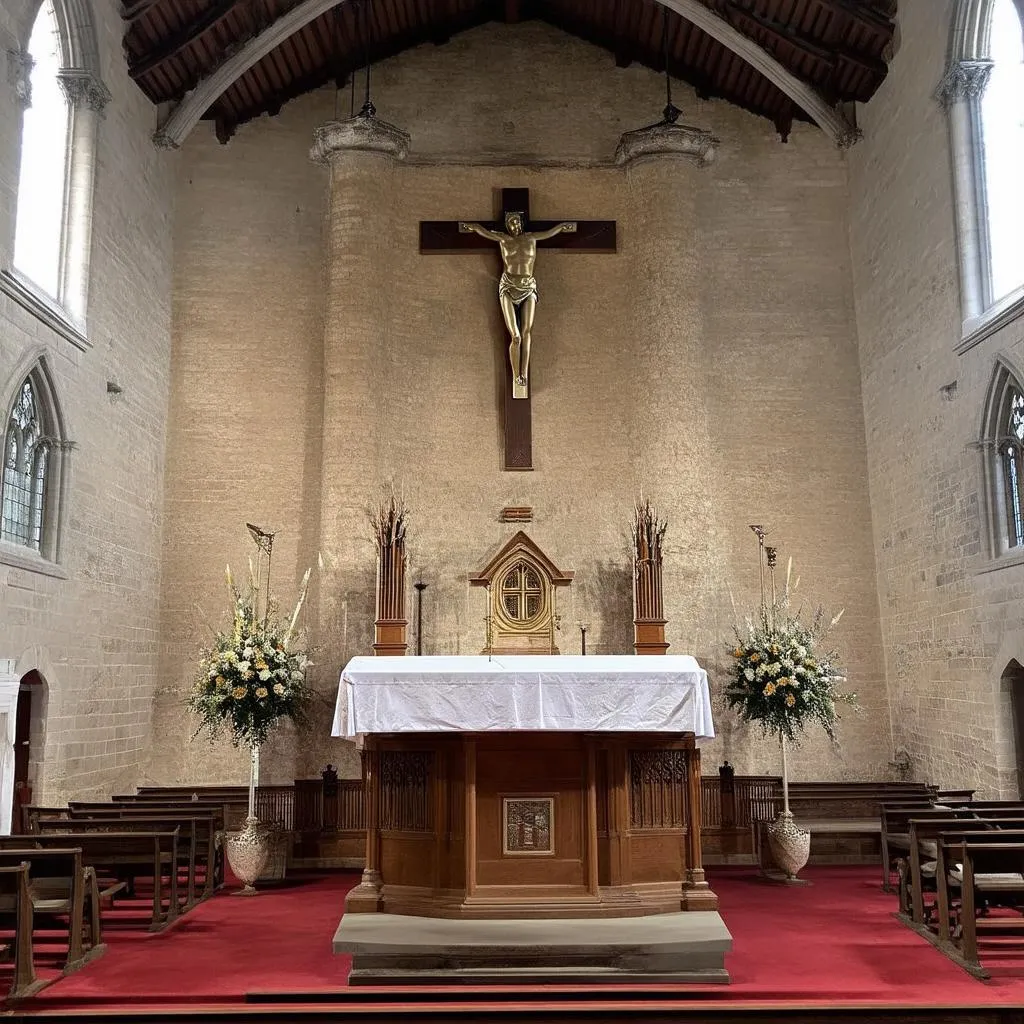 Autel fixé au mur dans une église