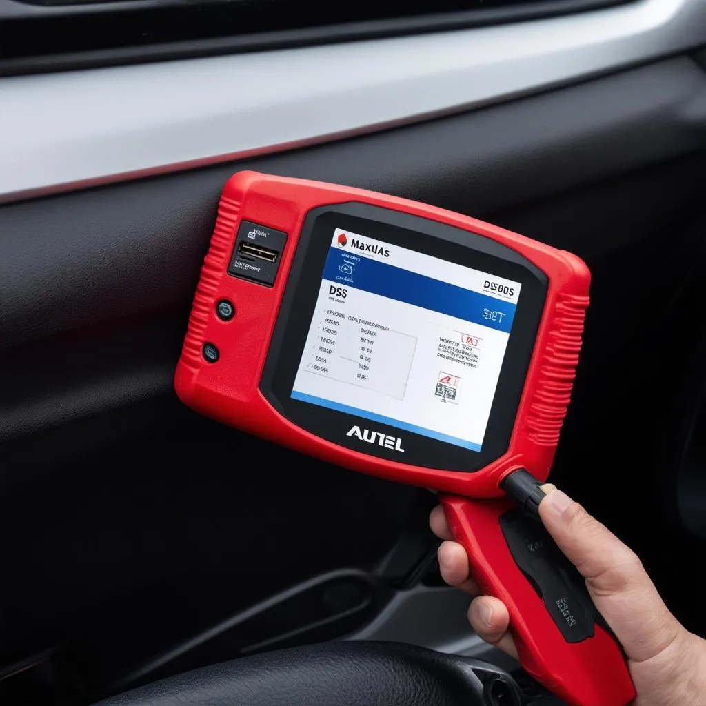 Autel MaxiDAS DS808TS used on a car