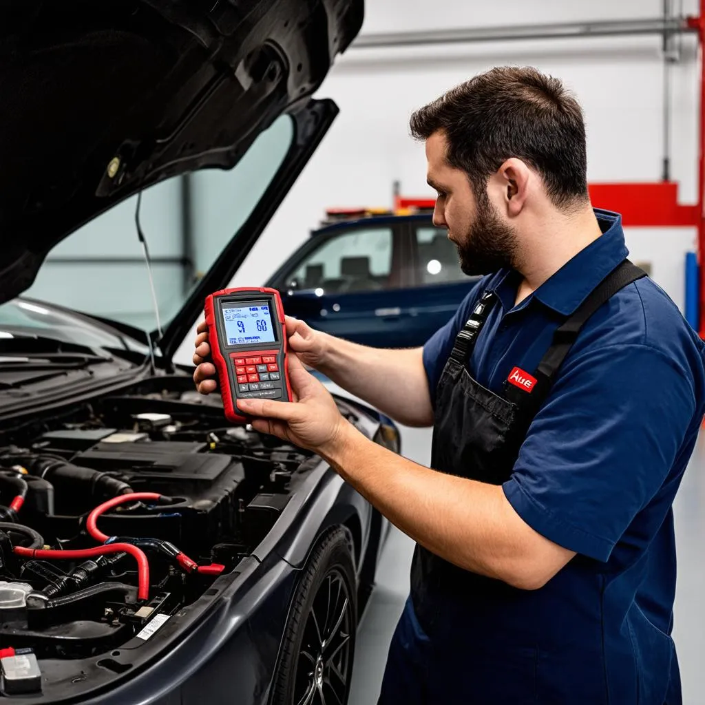 Mechanic Using Autel MS919