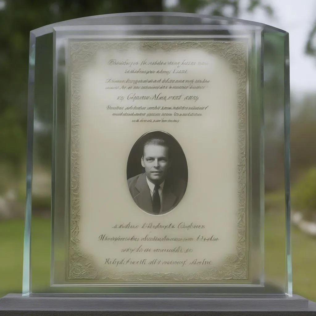 Plaque funéraire en verre Autel à Arlon