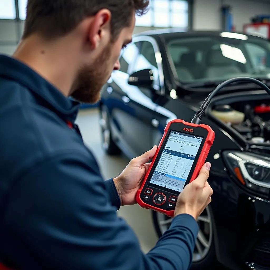 Autel scanner en action dans un garage à Paris