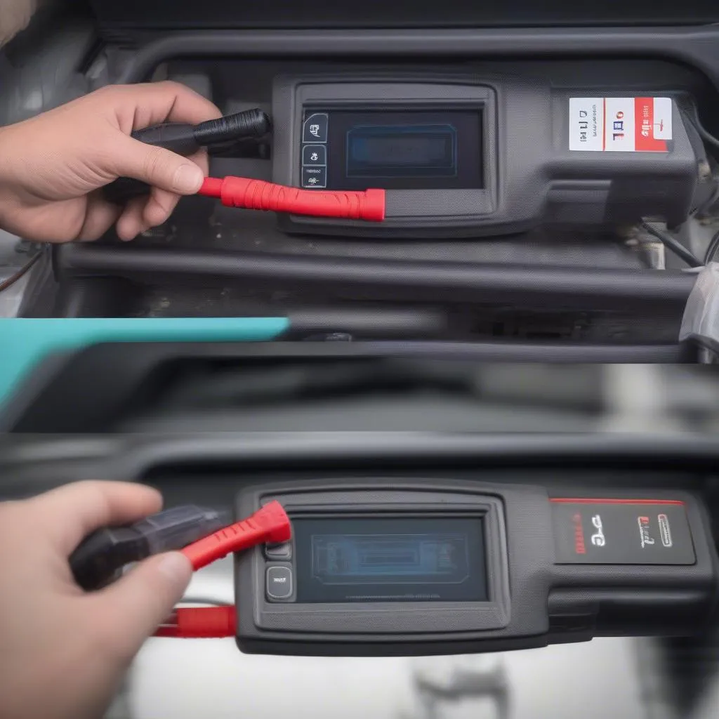 Autel Scarifice diagnostic tool connected to a car