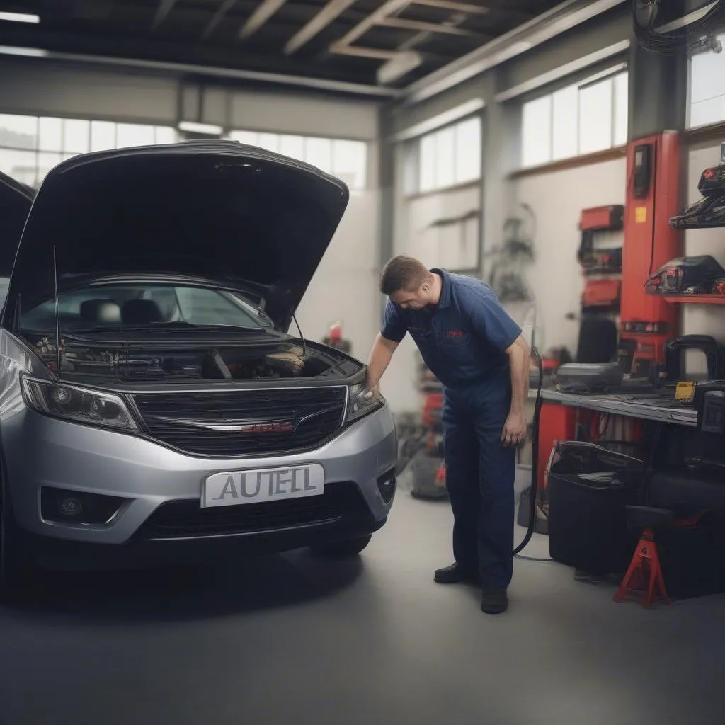 Atelier automobile utilisant un scanner Autel