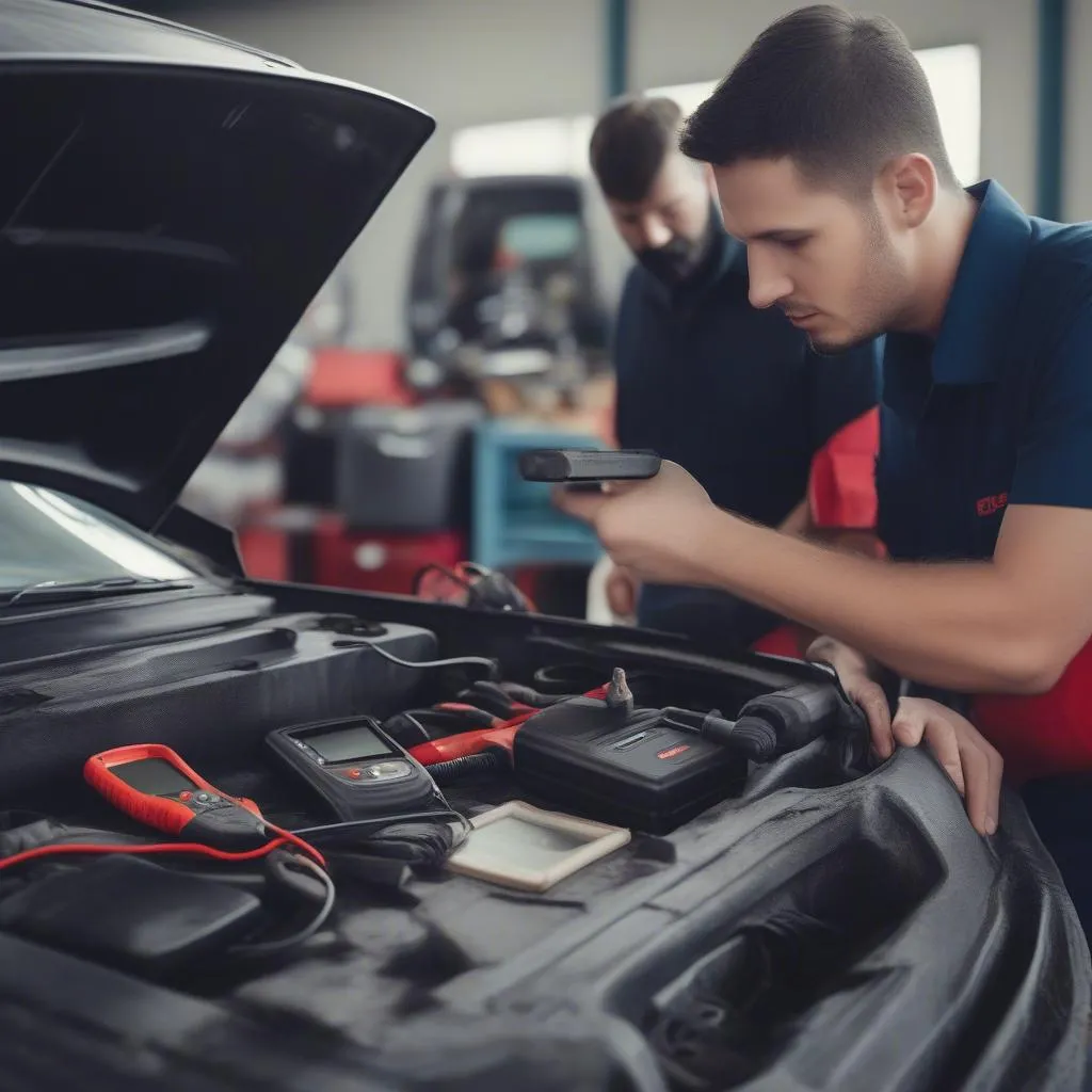 Autel Zeus Diagnostic Tool in a Repair Shop