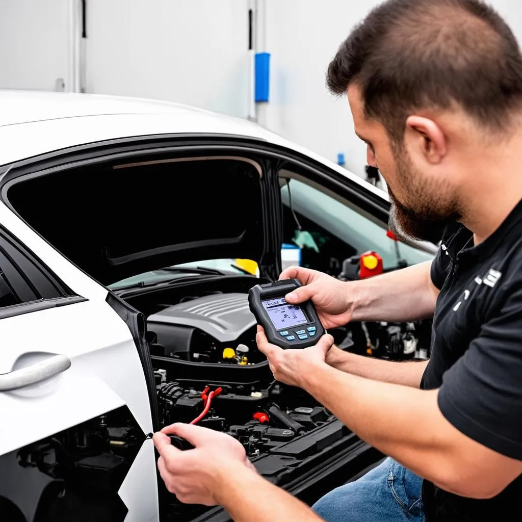 Atelier de réparation automobile avec outil Autel