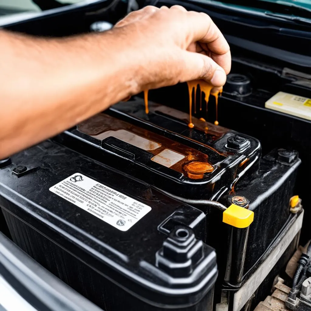 Batterie de voiture gonflée