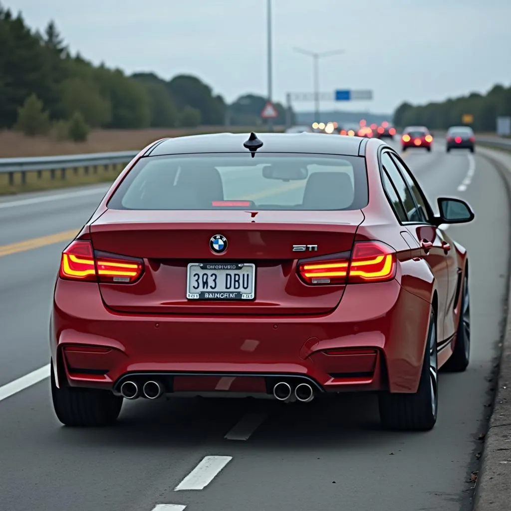 Voiture BMW en mode dégradé sur la route