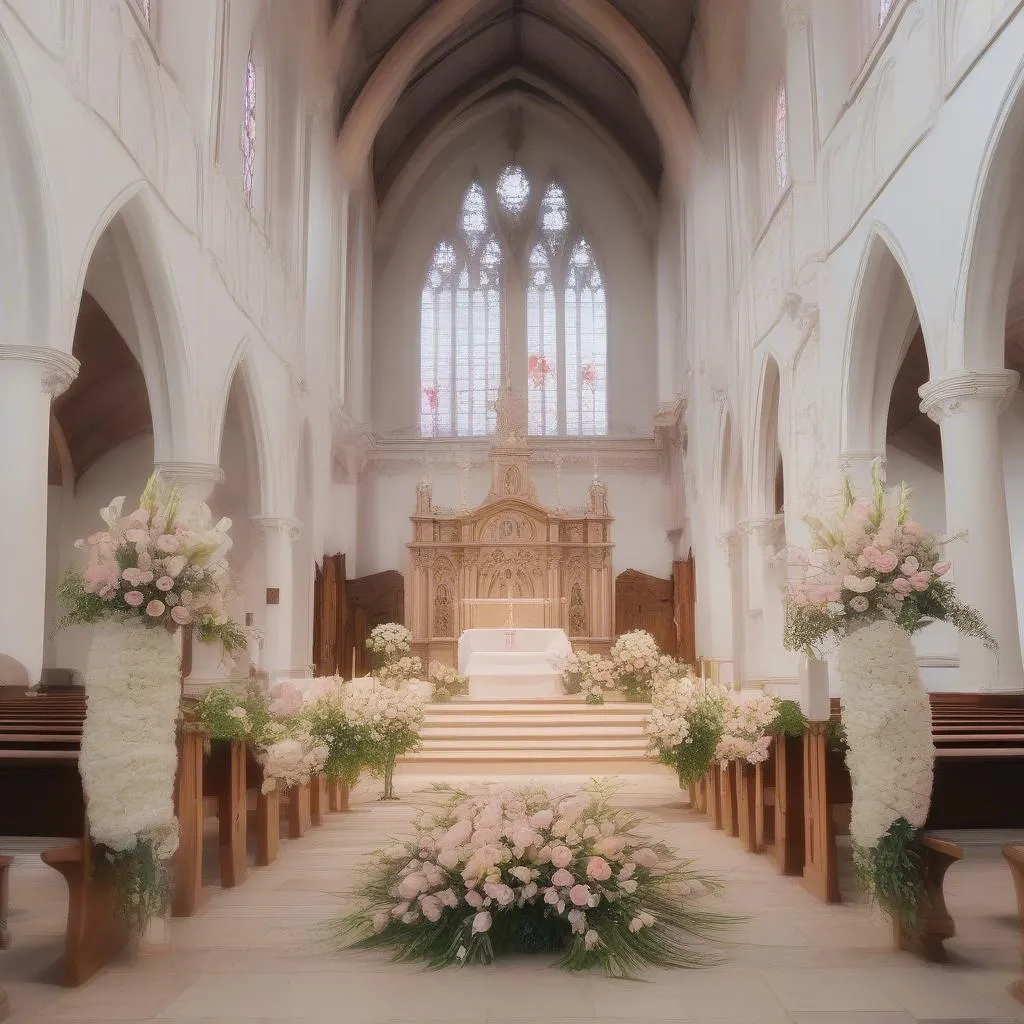 Bouquet de fleurs pour autel liturgie