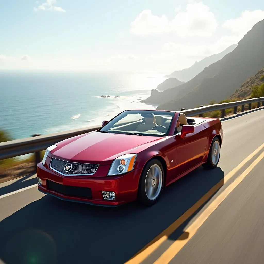 Cadillac XLR-V Cabriolet sur une route côtière