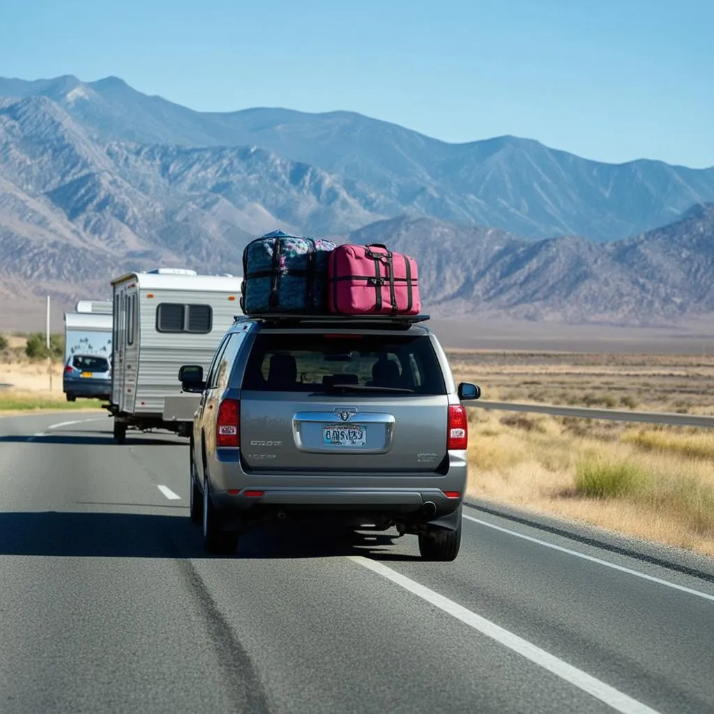 car towing a trailer