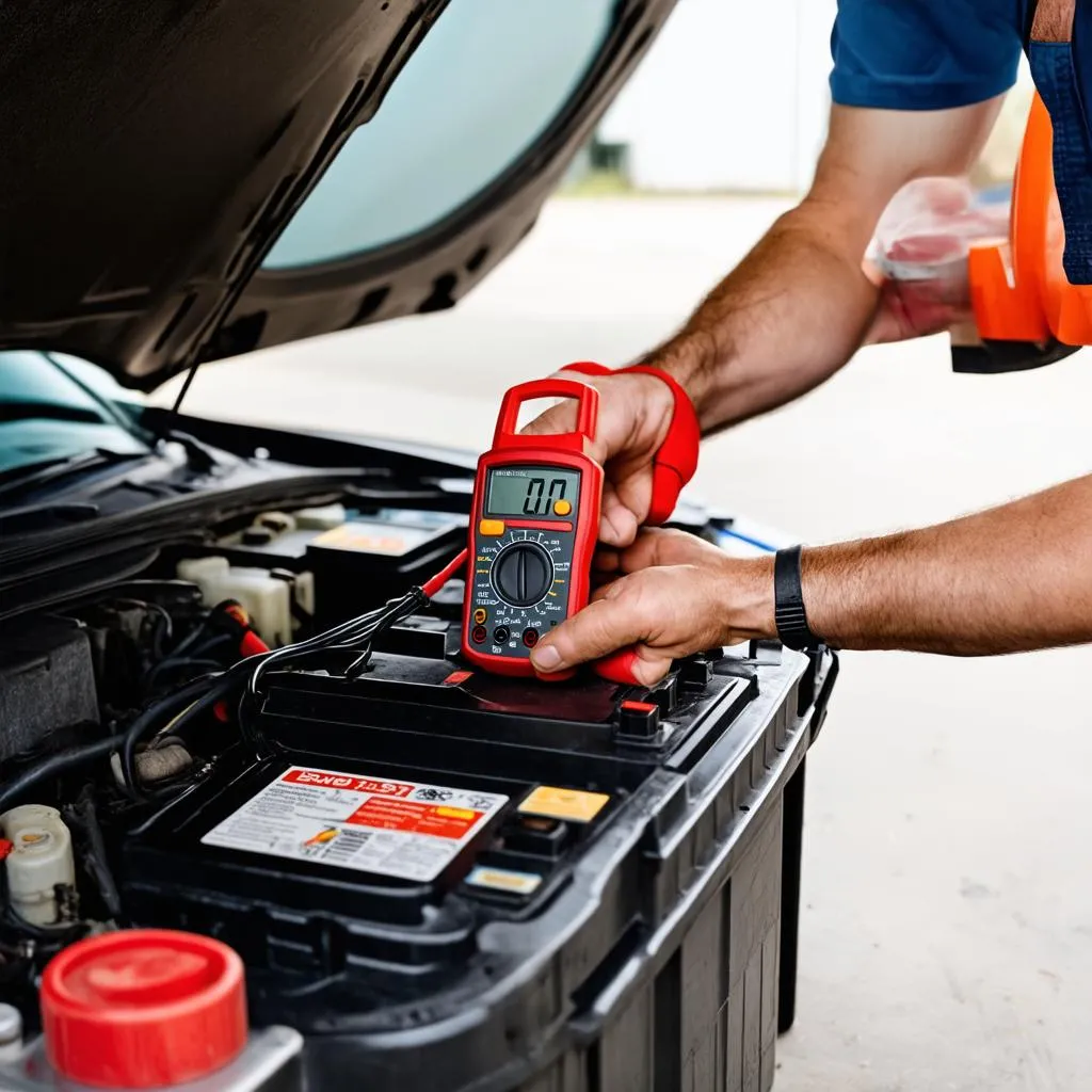 Vérification de la batterie d'une voiture