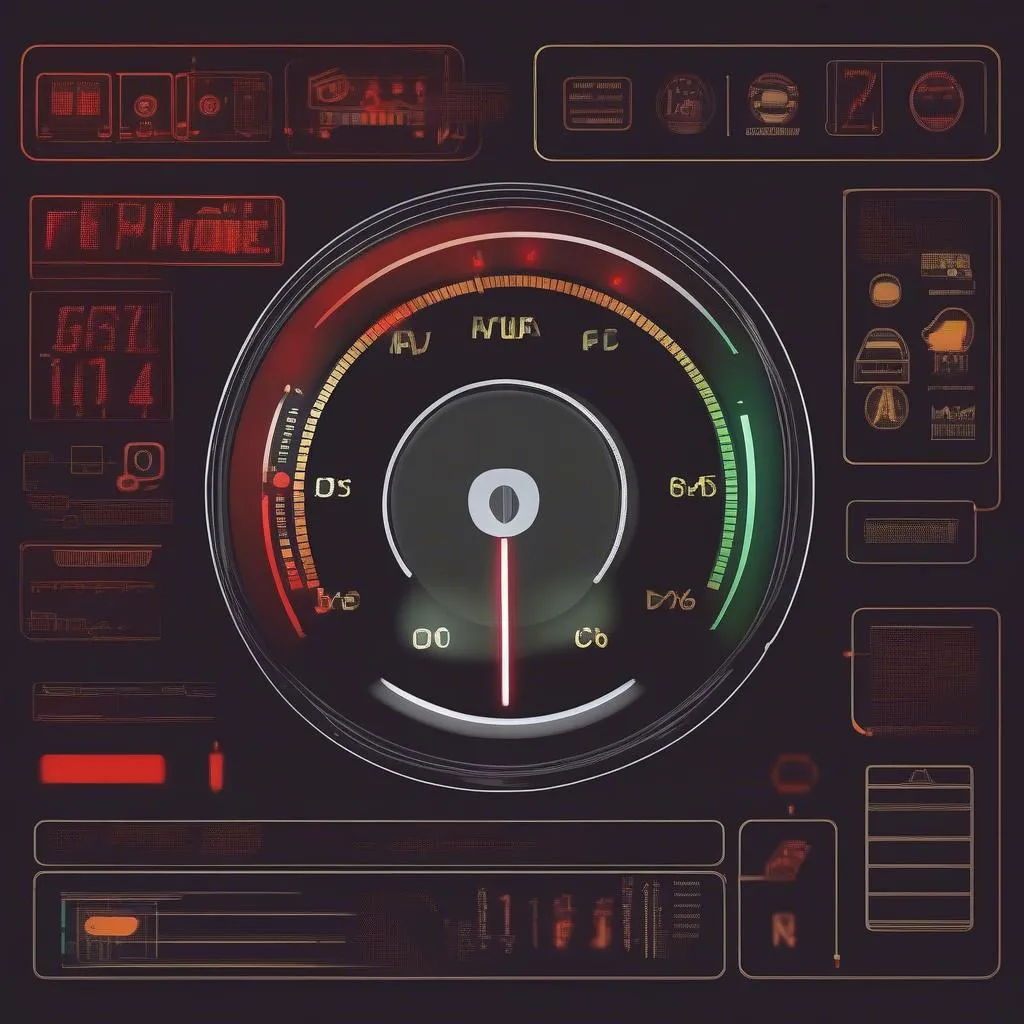 Car dashboard with warning lights