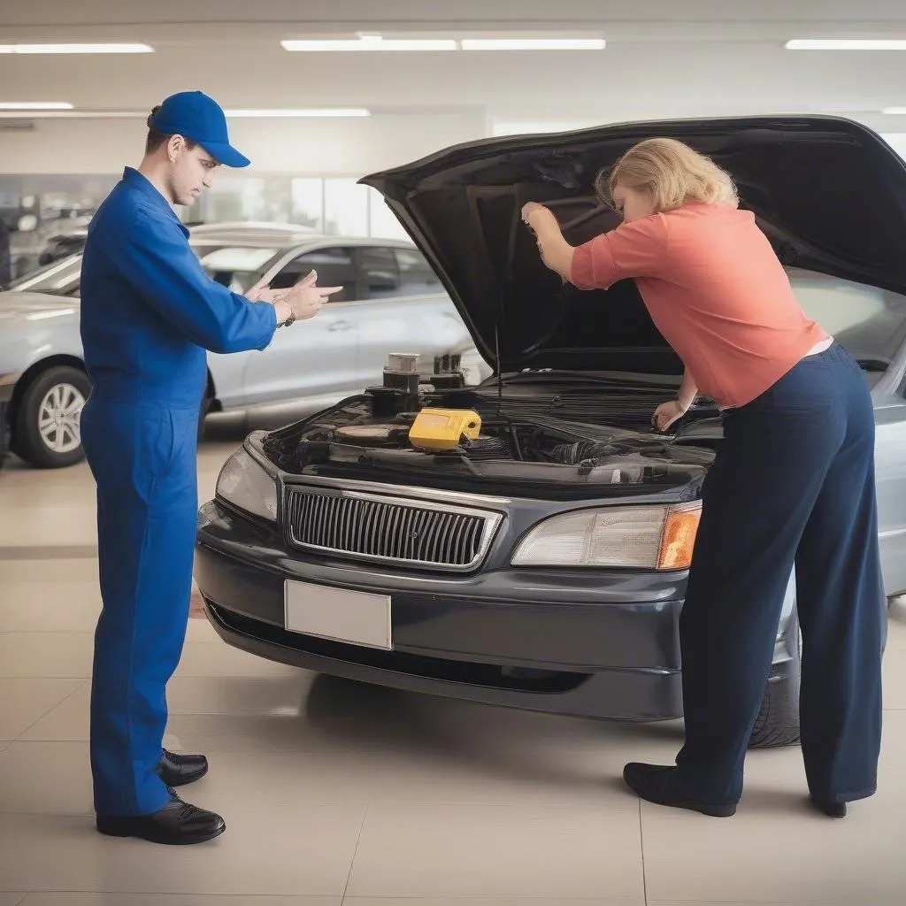 Inspection d'une voiture chez un concessionnaire