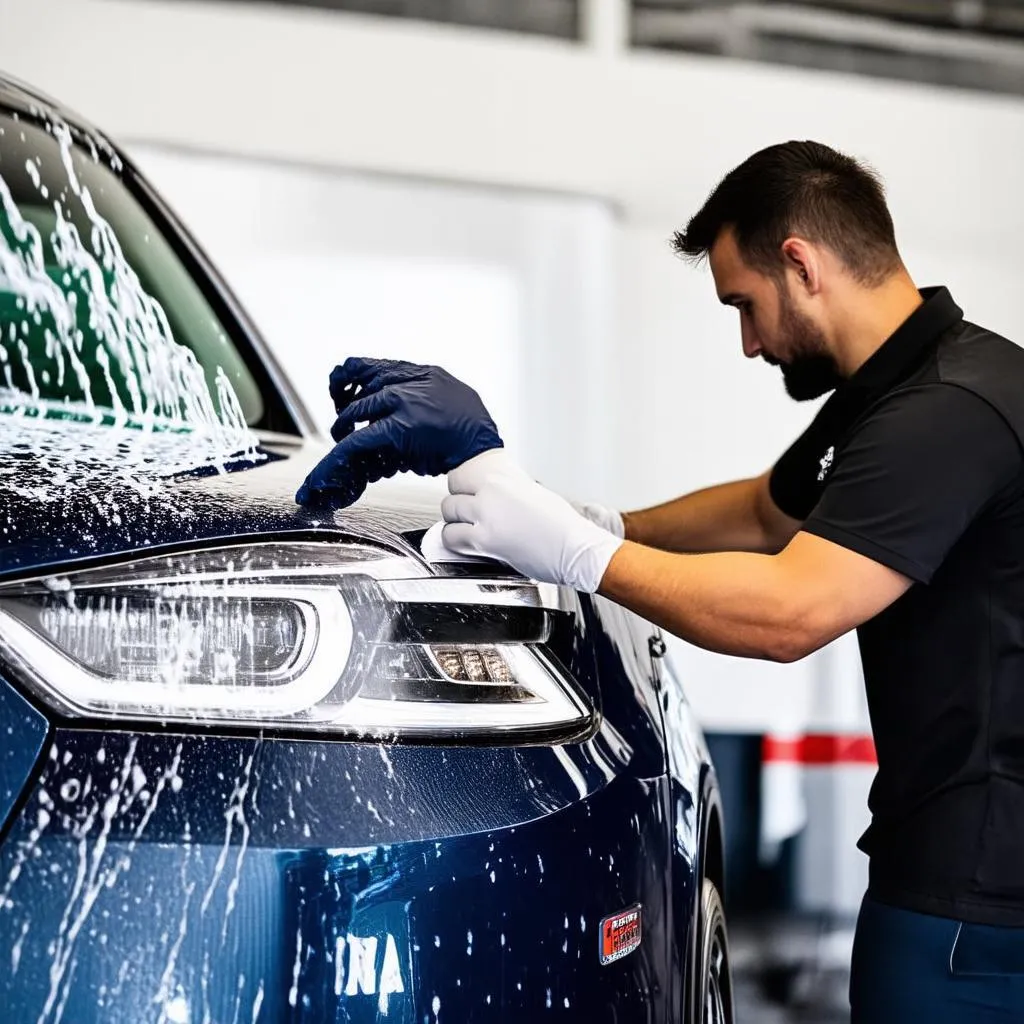 Lavage et polissage extérieur d'une voiture