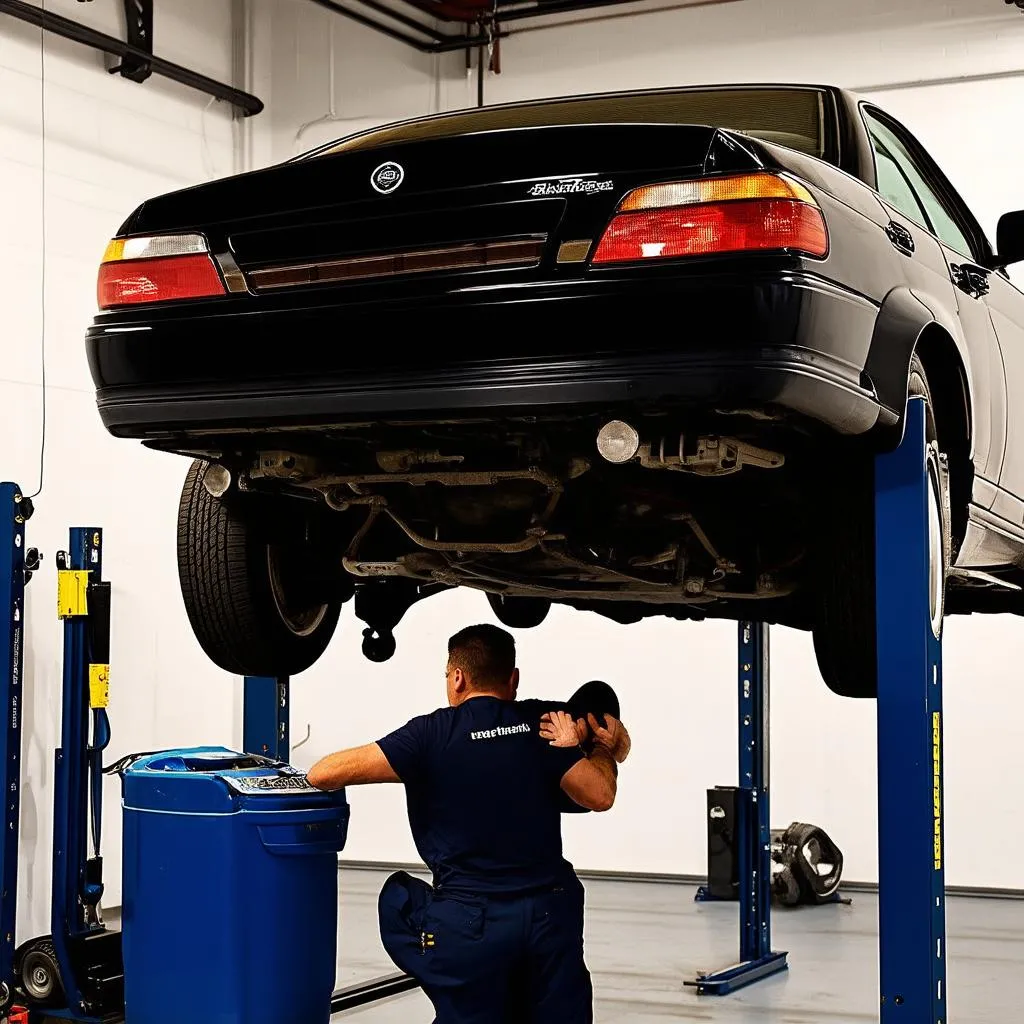 Inspection d'une voiture dans un garage