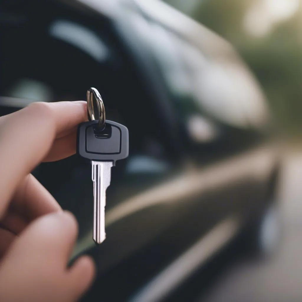 Clé de voiture en main