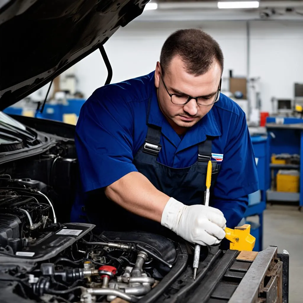 Car Mechanic Repairing a Car