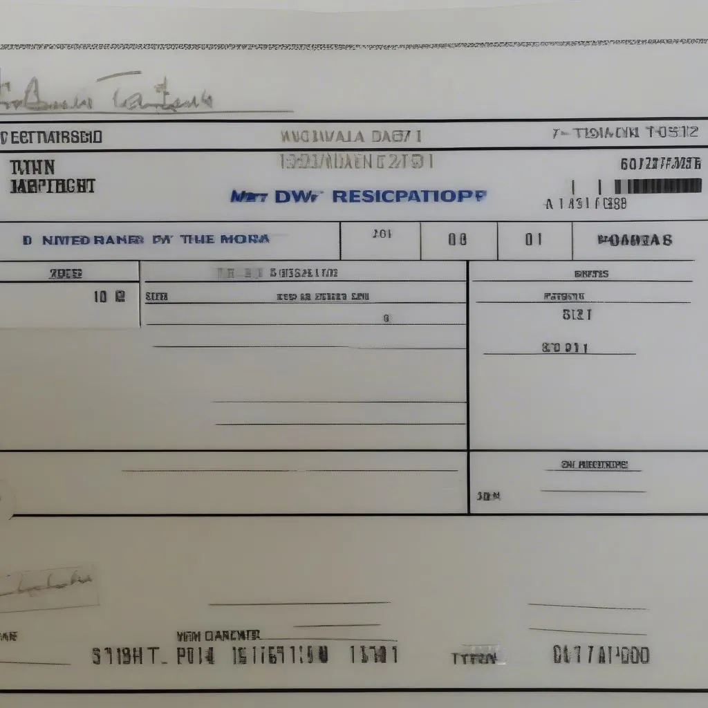 DMV Car Registration Receipt