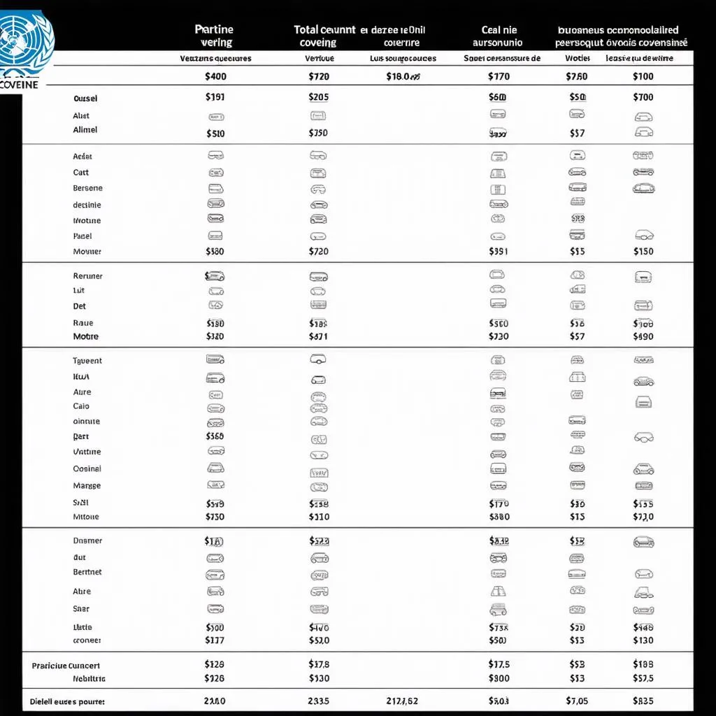 Tableau comparatif des prix du covering