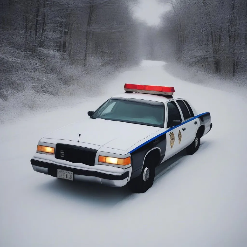 Voiture de police avec pneus neige