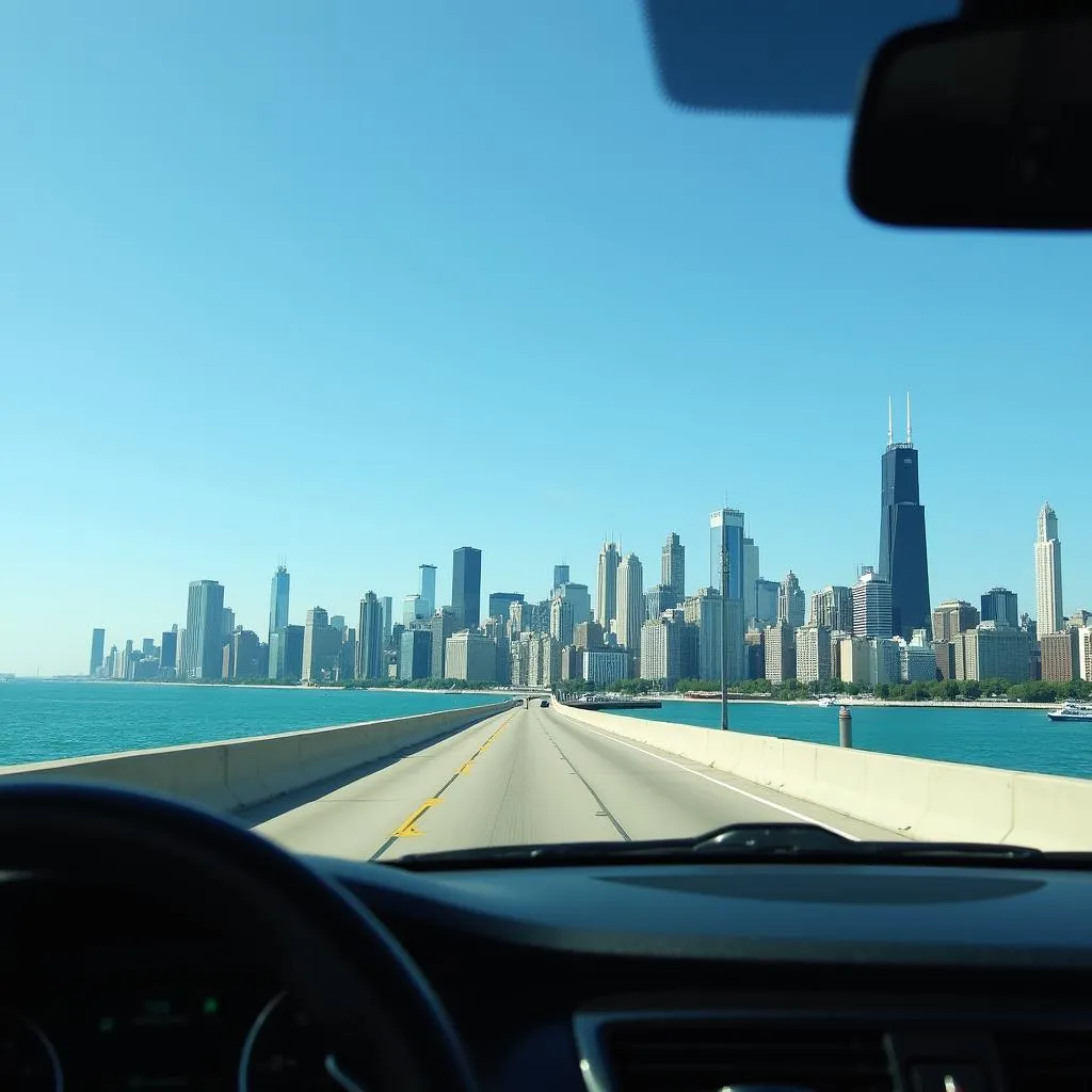 Vue imprenable sur la ville de Chicago depuis une voiture