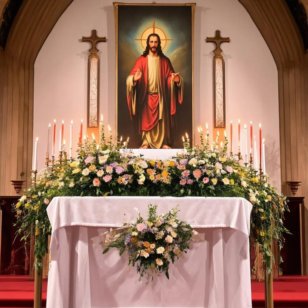 Décoration d'autel d'église