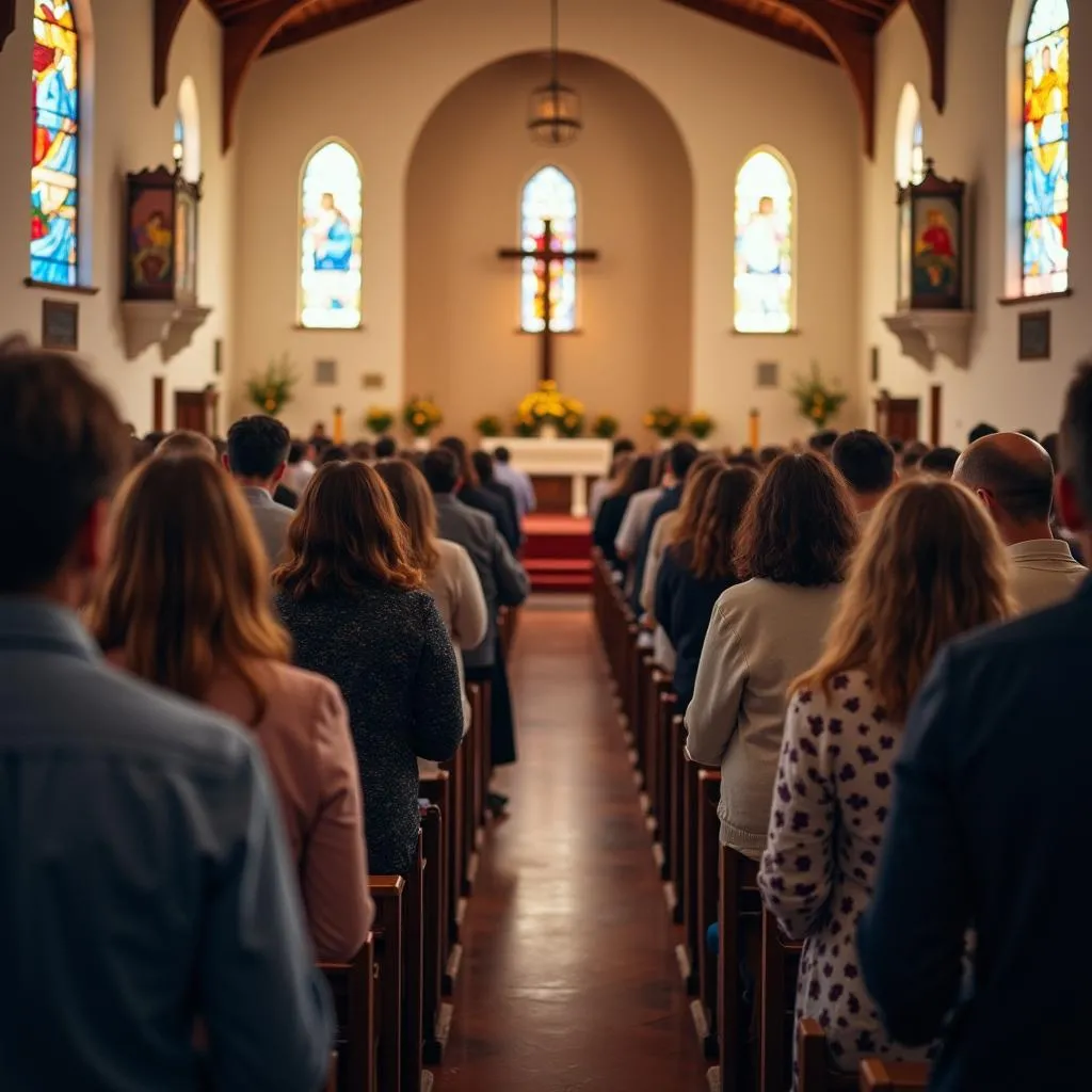 Communauté paroissiale réunie dans l'église