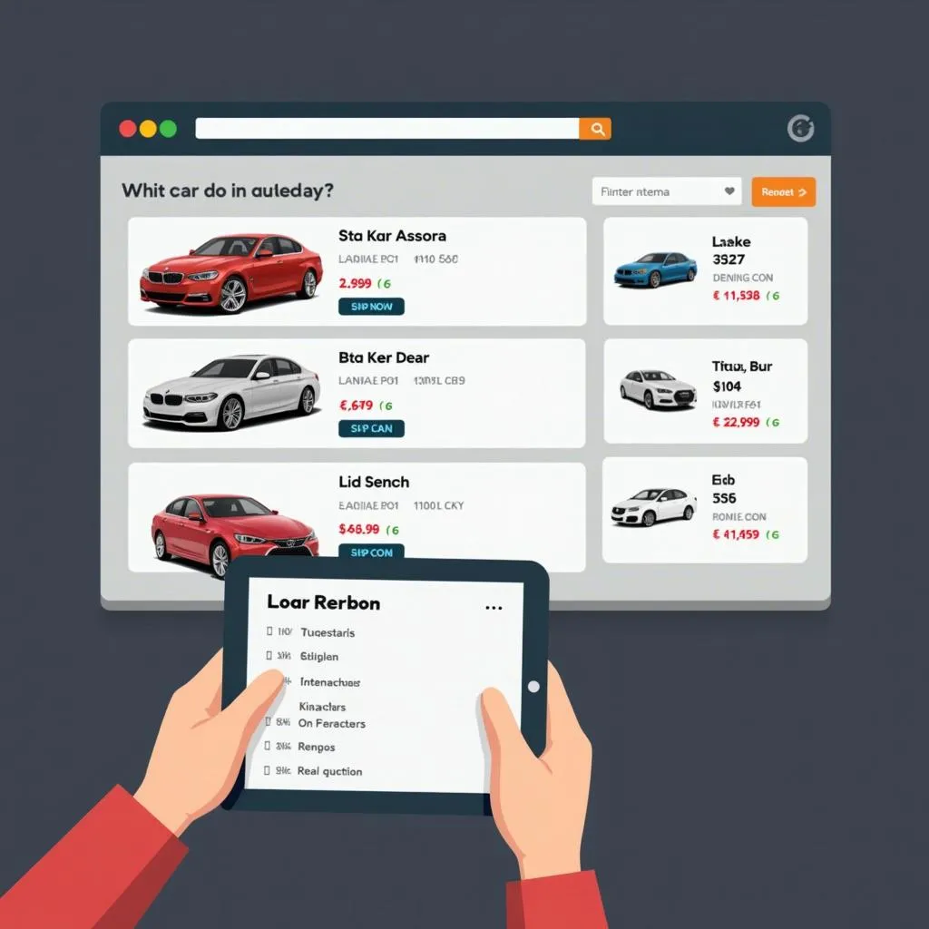 Comparaison des prix des voitures d'occasion sur un site Web