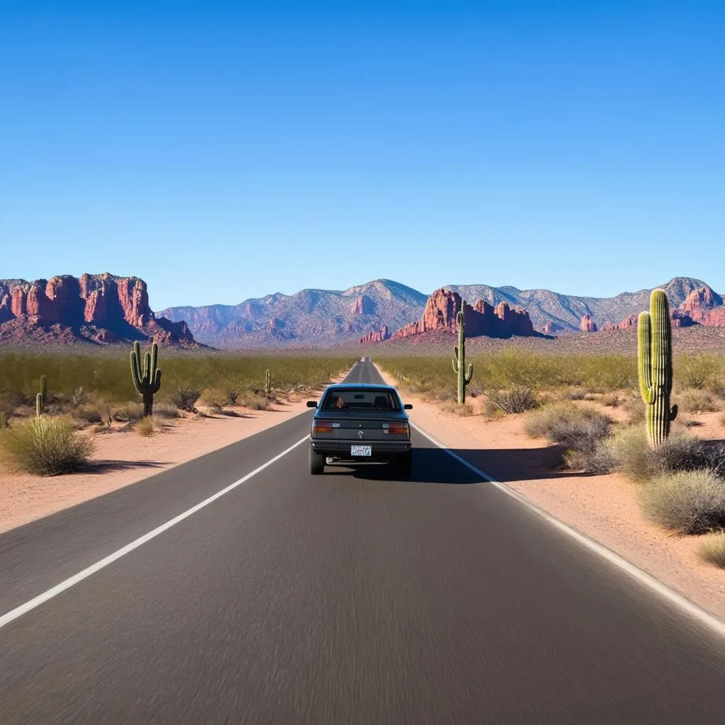 Conduite dans le désert de l'Arizona